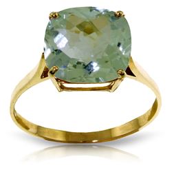 Genuine 3.6 ctw Green Amethyst Ring Jewelry 14KT Yellow Gold - REF-34T7A