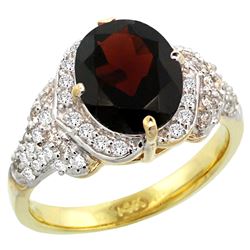 Natural 2.92 ctw garnet & Diamond Engagement Ring 14K Yellow Gold - REF-105V5F