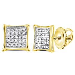 0.15 CTW Diamond Square Kite Cluster Earrings 10KT Yellow Gold - REF-8W9K