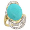 Image 1 : Natural 11.2 ctw turquoise & Diamond Engagement Ring 14K Yellow Gold - REF-124Z5Y