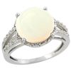 Image 1 : Natural 5.34 ctw Opal & Diamond Engagement Ring 14K White Gold - REF-47Z6Y