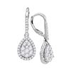 Image 1 : 1.37 CTW Diamond Leverback Teardrop Dangle Earrings 14KT White Gold - REF-119F9N