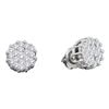 Image 1 : 1 CTW Diamond Flower Screwback Earrings 14KT White Gold - REF-71H3M