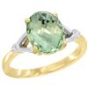 Image 1 : Natural 2.41 ctw Green-amethyst & Diamond Engagement Ring 10K Yellow Gold - REF-24G6M