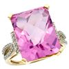 Image 1 : Natural 12.14 ctw Pink-topaz & Diamond Engagement Ring 10K Yellow Gold - REF-53W2K