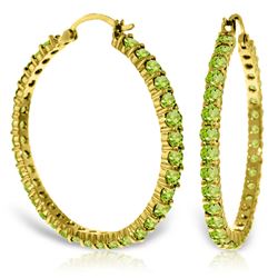 Genuine 6 ctw Peridot Earrings Jewelry 14KT Yellow Gold - REF-104Z8N