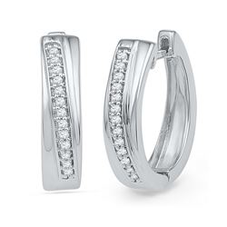 0.16 CTW Diamond Single Row Hoop Earrings 10KT White Gold - REF-30M2H