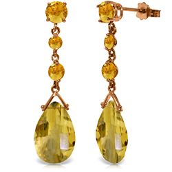 Genuine 13.2 ctw Citrine Earrings Jewelry 14KT Rose Gold - REF-39H3X