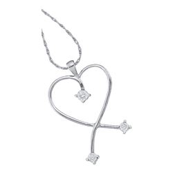 0.04 CTW Diamond Heart Pendant 14KT White Gold - REF-10W5K