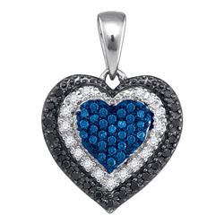 0.27 CTW Blue Color Diamond Layered Heart Pendant 10KT White Gold - REF-22N4F