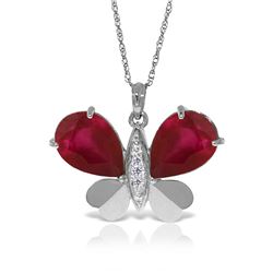 Genuine 10.60 ctw Ruby & Diamond Necklace Jewelry 14KT White Gold - REF-181R9P