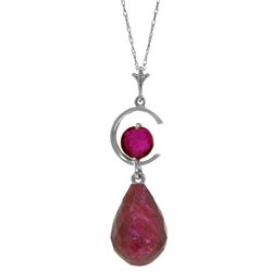 Genuine 9.3 ctw Ruby Necklace Jewelry 14KT White Gold - REF-26H9X