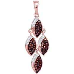 0.25 CTW Red Color Diamond Cascading Oval Pendant 10KT Rose Gold - REF-30N2F