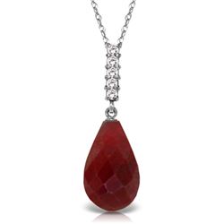 Genuine 8.88 ctw Ruby & Diamond Necklace Jewelry 14KT White Gold - REF-35M4T