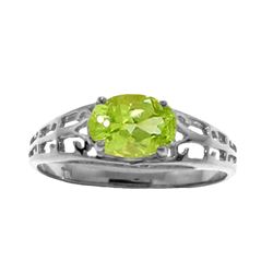 Genuine 1.15 ctw Peridot Ring Jewelry 14KT White Gold - REF-32A3K