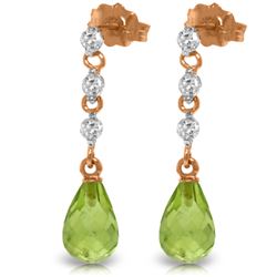 Genuine 3.3 ctw Peridot & Diamond Earrings Jewelry 14KT Rose Gold - REF-42H9X