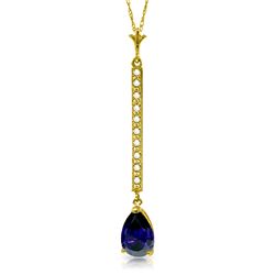 Genuine 1.80 ctw Sapphire & Diamond Necklace Jewelry 14KT White Gold - REF-38T2A
