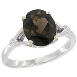 Natural 2.41 ctw Smoky-topaz & Diamond Engagement Ring 14K White Gold - REF-33Y8X