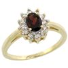 Image 1 : Natural 0.67 ctw Garnet & Diamond Engagement Ring 10K Yellow Gold - REF-38X8A