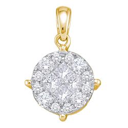 1 CTW Yellow Princess Diamond Soleil Cluster Pendant 14K White Gold - REF-101F9N