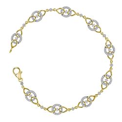 0.50 CTWDiamond Linked Circle Fashion Bracelet 10KT Yellow Gold - REF-49H5M