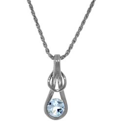 Genuine 0.65 ctw Aquamarine Necklace Jewelry 14KT White Gold - REF-75R6P