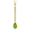 Image 1 : Genuine 1.80 ctw Peridot & Diamond Necklace Jewelry 14KT Yellow Gold - REF-33P4H