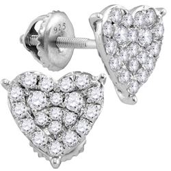 0.75 CTW Diamond Heart Stud Earrings 10KT White Gold - REF-49H5M