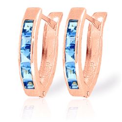 Genuine 1.20 ctw Blue Topaz Earrings Jewelry 14KT Rose Gold - REF-24P5H