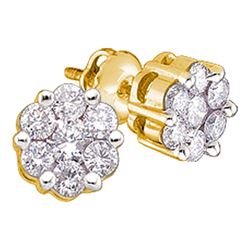 0.25 CTW Diamond Flower Cluster Earrings 14KT Yellow Gold - REF-24K2W