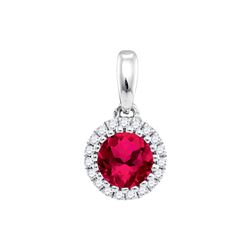 0.58 CTW Ruby Solitaire Diamond Circle Pendant 14KT White Gold - REF-44F9N