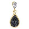 Image 1 : 0.25 CTW Black Color Diamond Teardrop Cluster Pendant 10KT Yellow Gold - REF-12X2Y