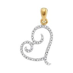 0.10 CTW Diamond Curled Heart Pendant 10KT Yellow Gold - REF-10M5H