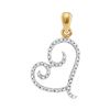Image 1 : 0.10 CTW Diamond Curled Heart Pendant 10KT Yellow Gold - REF-10M5H