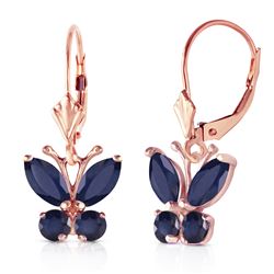 Genuine 1.24 ctw Sapphire Earrings Jewelry 14KT Rose Gold - REF-42Z9N