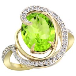 Natural 5.16 ctw peridot & Diamond Engagement Ring 14K Yellow Gold - REF-78Y5X