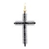 Image 1 : 0.23 CTW Black Color Diamond Cross Faith Pendant 10KT Yellow Gold - REF-14M9H