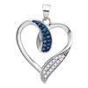 Image 1 : 0.20 CTW Blue Color Diamond Heart Love Pendant 10KT White Gold - REF-18X2Y