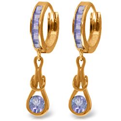 Genuine 2.25 ctw Tanzanite Earrings Jewelry 14KT Rose Gold - REF-89M2T