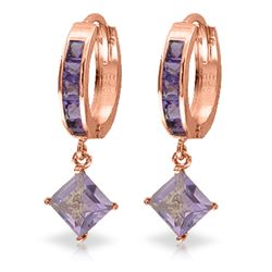 Genuine 3.8 ctw Amethyst Earrings Jewelry 14KT Rose Gold - REF-52P9H