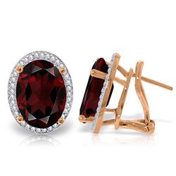 Genuine 12.46 ctw Garnet & Diamond Earrings Jewelry 14KT Rose Gold - REF-130M2T