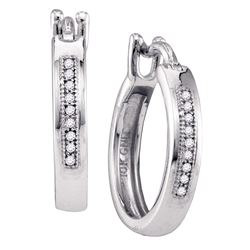 0.05 CTW Diamond Hoop Earrings 10KT White Gold - REF-14M9H