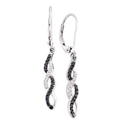 0.30 CTW Black Color Diamond Infinity Weave Dangle Earrings 14KT White Gold - REF-26X3Y