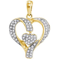 0.17 CTW Diamond Heart Love Pendant 10KT Yellow Gold - REF-16N4F