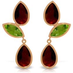 Genuine 13.6 ctw Garnet & Peridot Earrings Jewelry 14KT Rose Gold - REF-64H4X