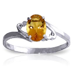 Genuine 0.90 ctw Citrine Ring Jewelry 14KT White Gold - REF-20W7Y