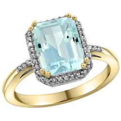 Natural 2.63 ctw Aquamarine & Diamond Engagement Ring 10K Yellow Gold - REF-45Y9X