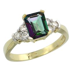 Natural 1.48 ctw mystic-topaz & Diamond Engagement Ring 10K Yellow Gold - REF-43Z3Y