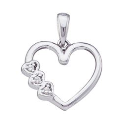 0.03 CTW Diamond Triple Heart Pendant 10KT White Gold - REF-8H9M