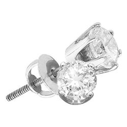 0.75 CTW Diamond Solitaire SI3 HI Screwback Stud Earrings 14KT White Gold - REF-165M2H